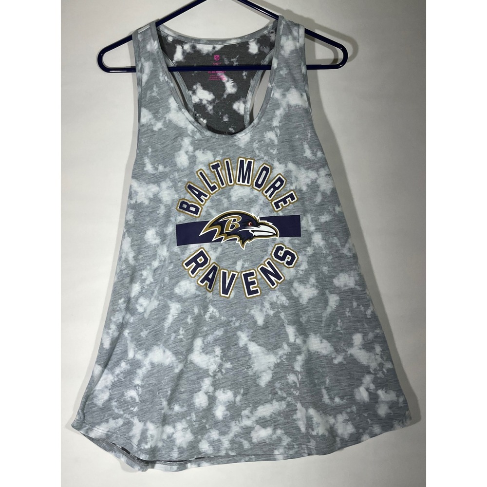 NFL Baltimore Ravens Tank‎ Top Junior XL 15-17 Gray/White Tie Dye Racerback Tank
